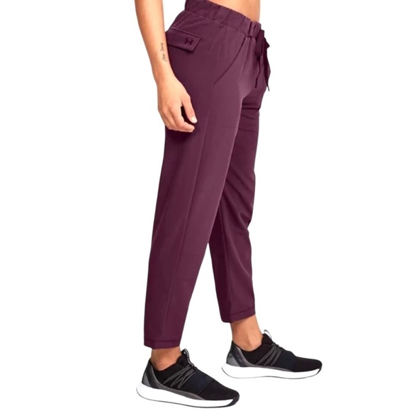 Under Armour Woven Ankle Crop Lightweight Pants, Size Small Magenta 1329473 - Picture 1 of 11